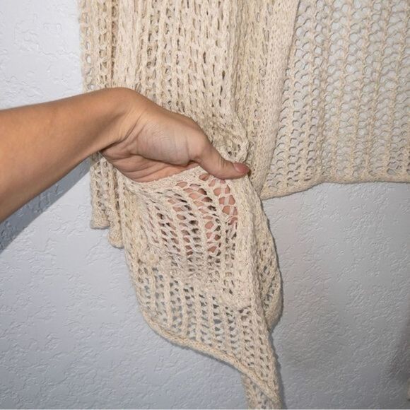 Honey Punch Cream Open Knit Draped Cardigan Size‎ Medium - Picture 2 of 6